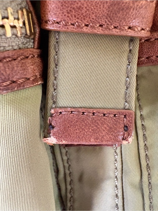 Tory Burch Olive Green Nylon Backpack with Brown Trim and Gold Hardware main image 14